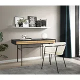 WoodMan Schreibtisch WOODMAN "Stripe", braun (eiche, schwarz), B:130cm H:75cm T:60cm, Tische, Schreibtisch, Kombination von Metall & Holz, Breite 130 cm, FSC-zertifiziert