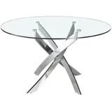 Angel Cerda Esstisch, Transparent, Edelstahl, Metall, Glas, 120x75x120 cm, Esszimmer, Tische, Esstische