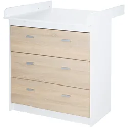 Wickelkommode 'Gabriella' mit abnehmbarem Ansatz, bicolor, 3 Schubladen, Wickelhöhe 90 cm