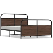 vidaXL Metallbett ohne Matratze Braun Eichen-Optik 140x200 cm