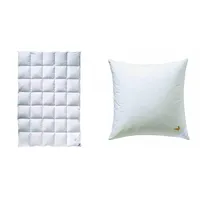 Billerbeck Daunendecke E04 Gold-Edition Mono Medium - Ganzjahresdecke - 155x220 cm & Daunenkissen E04 Gold-Edition 30 080x080 cm, Weiß