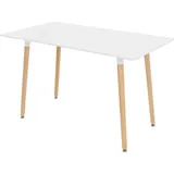 ML-Design Esstisch aus Holz, Rechteckiger Esszimmertisch mit Buchenholzbeine, für 4-6 Personen, Skandinavisch Küchentisch - Weiß