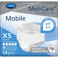 Molicare Premium Mobile Einweghose: Diskrete Anwendung bei Inkontinenz für Frauen und Männer; 6 Tropfen, Gr. XS (45-70 cm Hüftumfang), 14 Stück