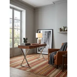 KADIMA DESIGN Massiver Sheesham-Schreibtisch mit X-förmigem Metallgestell. 120x55x78 cm