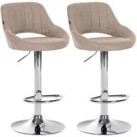 CLP 2er Set Barhocker Milet Stoff taupe/Metall in Chromoptik