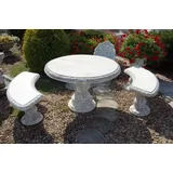 Xlmoebel Gartentisch Runder Garten-Tisch im Stil eines antiken Ritters mit Steindekoration (1-St., Gartentisch), Hergestellt in Europa weiß