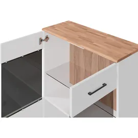 Home Affaire Vitrine HOME AFFAIRE "Ribe, 125 cm hoch, Fronten Massivholz, 4 breite Fächer", weiß (weiß, kernbuche), B:87cm H:125cm T:35cm, Holz teilmassiv, Schränke, Vitrine, Korpus Holzwerkstoff, 2Türen mit Glaseinsatz, einlegeboden verstellbar