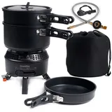 Skandika Campingkocher Rask - Camping Kocher Hybrid - 2 in 1 Betrieb mit Strom oder Gas schwarz No Size