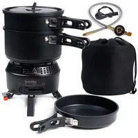 Skandika Campingkocher Rask - Camping Kocher Hybrid - 2 in 1 Betrieb mit Strom oder Gas schwarz No Size