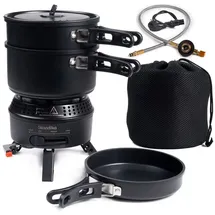 Skandika Campingkocher Rask - Camping Kocher Hybrid - 2 in 1 Betrieb mit Strom oder Gas schwarz No Size