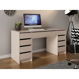 Mirjan24 Schreibtisch Ada Bis 9 Schubladen, Rechteckig,Rechteckig, 154x76x55 cm, Arbeitszimmer, Schreibtische, Bürotische