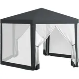 Outsunny Pavillon mit Moskitonetz Partyzelt Gartenzelt Festzelt Zelt 6-eckig Polyester Metall Dunkelgrau