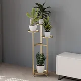 Zstar Metall Pflanzenständer Blumentopfständer Mehrstöckig Pflanzenregal Blumenregal Pflanzentreppen für Zimmerecke, Wohnzimmer, Balkon, Terrasse, Hof, Gold-100cm