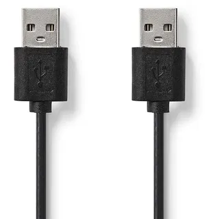 Nedis USB-Kabel | USB 2.0 | USB-A Stecker | USB-A Stecker | 480 Mbps | Vernickelt | 2.00 m | rund | PVC | Schwarz | Aufhänger