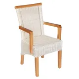 Esszimmer Stuhl mit Armlehnen Rattanstuhl weiß Perth Korbstuhl Rattan Sessel nachhaltig : ohne Sitzkissen