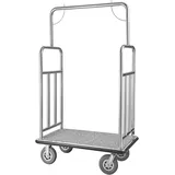 Vevor Hotelgepäckwagen, 544 kg Tragkraft, Hotelwagen, Pagenwagen, Kofferwagen, Parkservice-Wagen mit grauem Teppichboden und 20 cm Gummirädern, ideal für Hotels, Eigentumswohnungen, Resorts, Silber