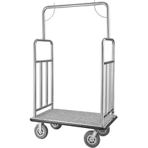 Vevor Hotelgepäckwagen, 544 kg Tragkraft, Hotelwagen, Pagenwagen, Kofferwagen, Parkservice-Wagen mit grauem Teppichboden und 20 cm Gummirädern, ideal für Hotels, Eigentumswohnungen, Resorts, Silber