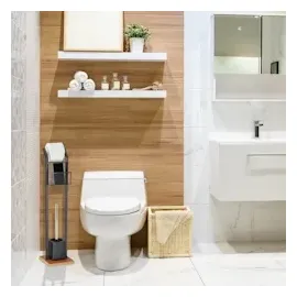 Relaxdays Toilettenbürste, 2er Set, WC-Bürste, inkl. 4 Ersatzbürstenköpfe, Klobürste Edelstahl, HxD 35 x 8 cm, schwarz