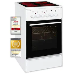 Exquisit ECM 5-4.1 BZ Elektro-Standherd | Ober-/Unterhitze |  Grill | Multifunktion | Backofen-Volumen: 47 l | EEK:  A | Weiß
