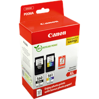 2 Canon Tinten 3712C004 Multi Pack PG-560XL + CL-561XL  4-farbig + Papier