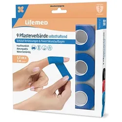 9 Rollen Pflaster, selbsthaftend 5 m x 2,5 cm blau