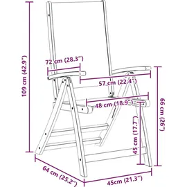 vidaXL Gartenstuhl 57,5 x 72 x 109 cm schwarz 2 St.