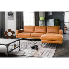 KAWOLA Sofa BLOOM Ecksofa Leder cognac Recamiere rechts