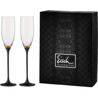 Eisch Sektglas EISCH "Champagner Exklusiv" Trinkgefäße goldfarben (goldfarben, schwarz) Kristallgläser Echtgoldauflage, Teilveredelung in Steinoptik, 180 ml, 2-teilig