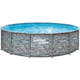 Summer Waves Elite Frame Pool Steinoptik Grau Ø 427 cm