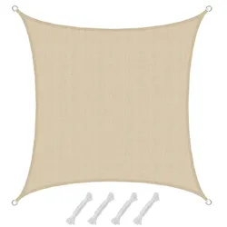 UV Sonnensegel 2x2 m HDPE Quadrat Sonnenschutz Überdachung Garten Balkon Beige