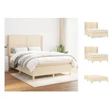 vidaXL Boxspringbett mit Matratze Creme 140x200 cm Stoff