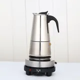Lightakai Espressokocher, 220V Edelstahl Elektrisch Kaffeekanne 4 Tassen Espressokanne, 200 ml Mokkakocher Kaffeebereiter Moka Espressokännchen mit Elektroherd, Spülmaschinengeeignet (4 Tassen 200ml)