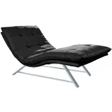 W.Schillig Relaxliege daily dreams Leder 95 x 91 x 170 cm schwarz mit Kissen