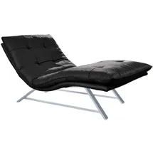 W.Schillig Relaxliege daily dreams Leder 95 x 91 x 170 cm schwarz mit Kissen