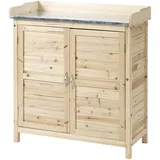 Outsunny Gartenschrank Holz Geräteschrank Schrank mit 2 Einlegeböden Natur