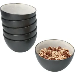 Reactive Glaze Dark Cement 6x Desert-Schale 450ml Schüssel Grau Müsli Snacks Obst