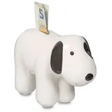 Relaxdays Spardose Hund, aus Keramik, schwarz-weiß