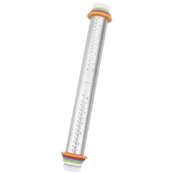 Teigroller MAXIMEX "Edelstahl", bunt (silberfarben, bunt), L:43cm, Edelstahl, Polypropylen, Teigroller, Teigausroller mit Abstandhaltern für Teigdicke und Messskala