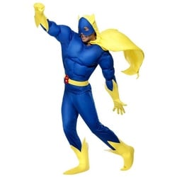 Smiffys Kostüm Bananaman Muskelanzug, Lizenziertes Originalkostüm zum Comic ‚Bananaman‘ blau M