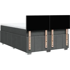 vidaXL Boxspringbett mit Matratze Dunkelgrau 140x200 cm Stoff
