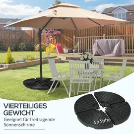 Outsunny Sonnenschirmgewicht Schirmgewicht für Ampelschirm, wetterfest, Ampelschirmgewicht mit 52 kg Wasser oder 68 kg Sand befüllbar, HDPE, schwarz