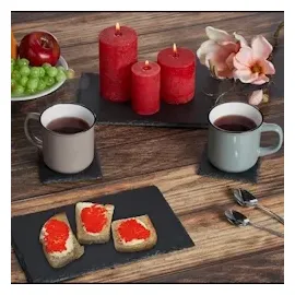 Relaxdays Untersetzer, 20er Set, eckige Glasuntersetzer, 10x10 cm, Raclette- & Getränkeuntersetzer, anthrazit