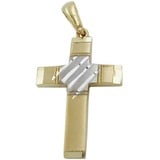 Gallay Kreuzanhänger Anhänger 20x14mm Kreuz bicolor 9Kt GOLD (1-tlg) bunt