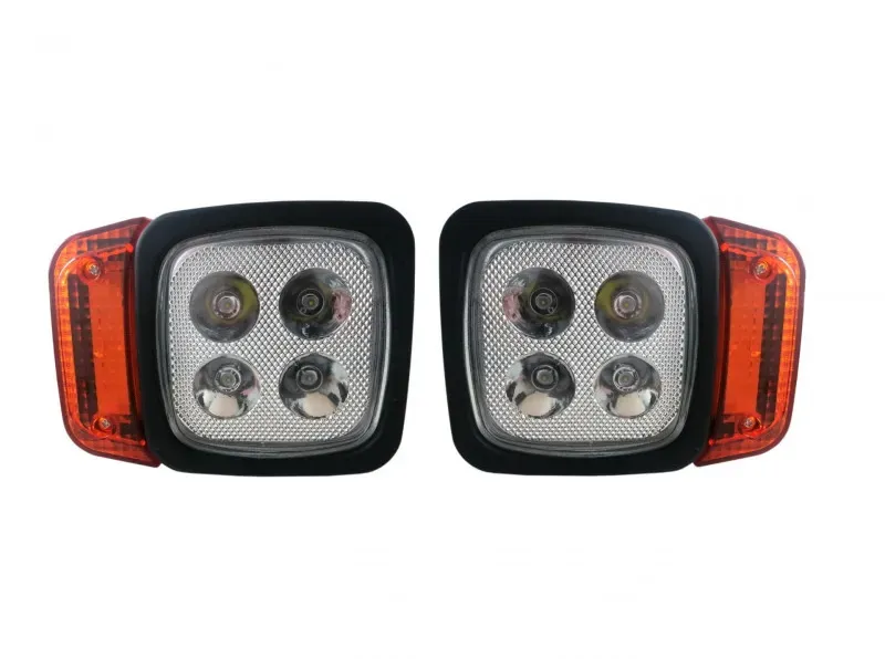 LED-Scheinwerfer-Set mit Blinker, geeignet für Traktor, Mähdrescher, Bagger, Schneepflug usw. - 4 Dioden (12 W, 1000 lm pro Leuc