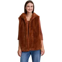 Cartoon Fake Fur-Weste mit Kapuze Brown Patina,36 | 36