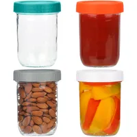 Belle Vous 4x Joghurtbecher aus Glas to Go - 437ml Overnight Oats Behälter Gläser Set - wiederverwendbarer 4er pack Müsli Becher mit Schraubdeckel