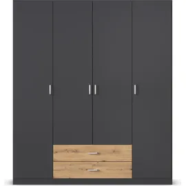 Rauch Drehtürenschrank RAUCH "Kleiderschrank Schrank Garderobe Wäscheschrank GAMMA in 3 Breiten", grau (graumetallic, eiche artisan), B:181cm H:210cm T:54cm, Holzwerkstoff, Schränke, Drehtürenschrank, mit 6 Schubladen, in schlichtem Design TOPSELLER MADE IN