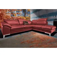 Ecksofa COTTA "Teresa L-Form" Sofas Gr. B/H/T: 293cm x 84cm x 232cm, NaturLEDER, Ottomane rechts, ohne Funktion-mit Kopfteilverstellung, rot wahlweise mit Bettfunktion