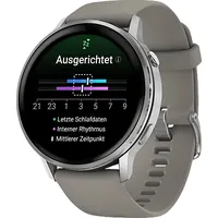 Garmin Venu 4 45 mm Schwarz/Silber Silikon Armband Grau