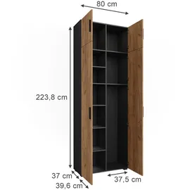 Vicco Aktenschrank Ingo 80 x 223,8 cm Anthrazit/Goldkraft Eiche